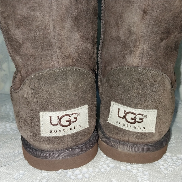 Authentic Ugg Australia Boots Brown Tall Foldover Genuine Leather Excellent 7 - Picture 9 of 11
